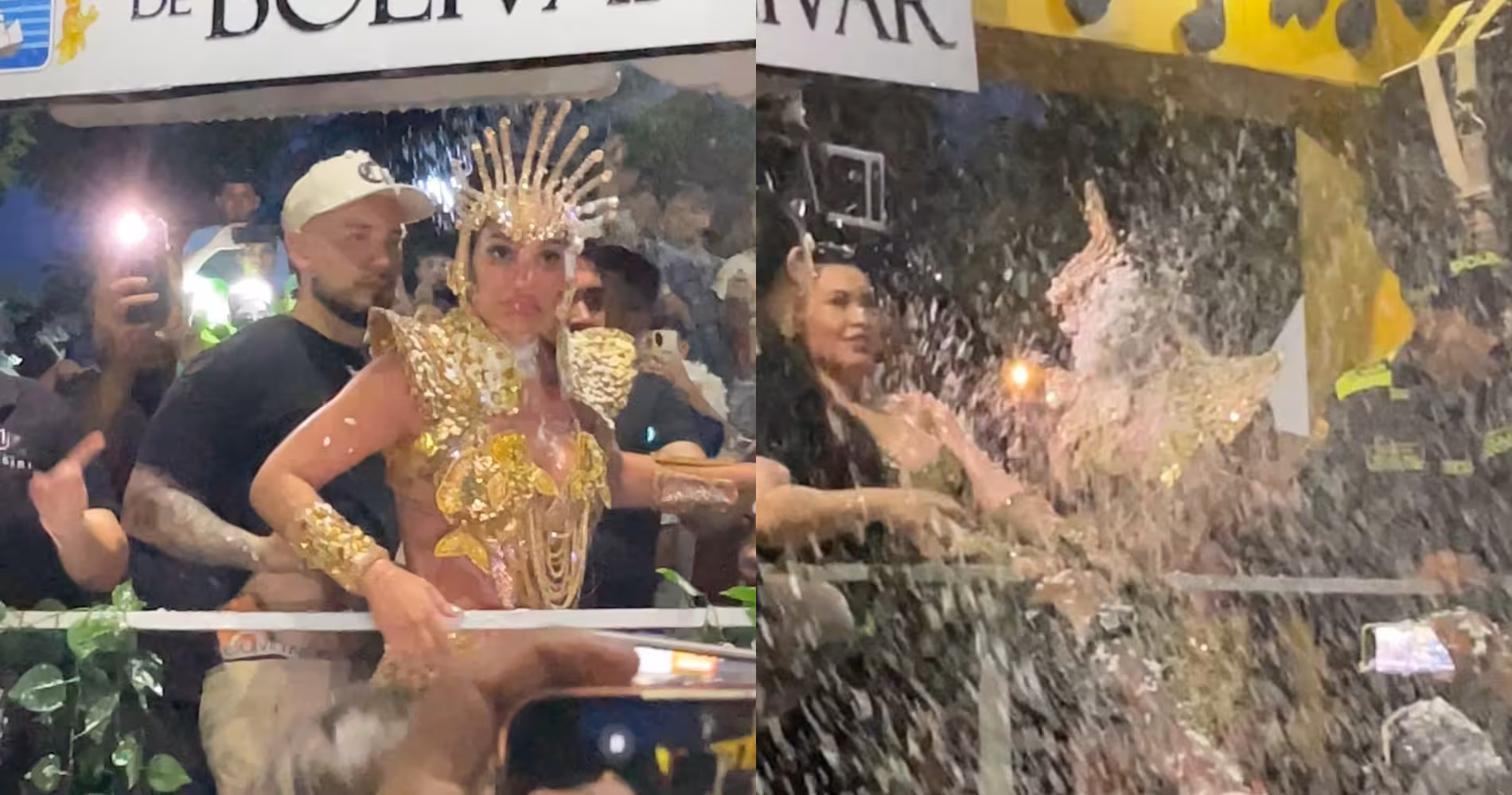 Andrea Valdiri fue bañada con espuma en Magangué, pero respondió con elegancia y aplausos
